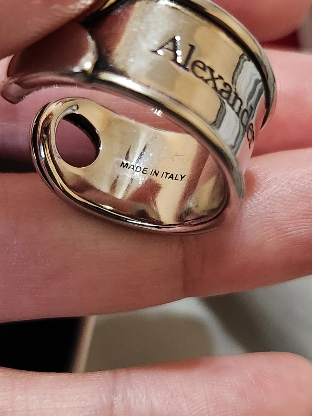 Alexander McQueen Silver Safety Pin Ring Size 21 Italy